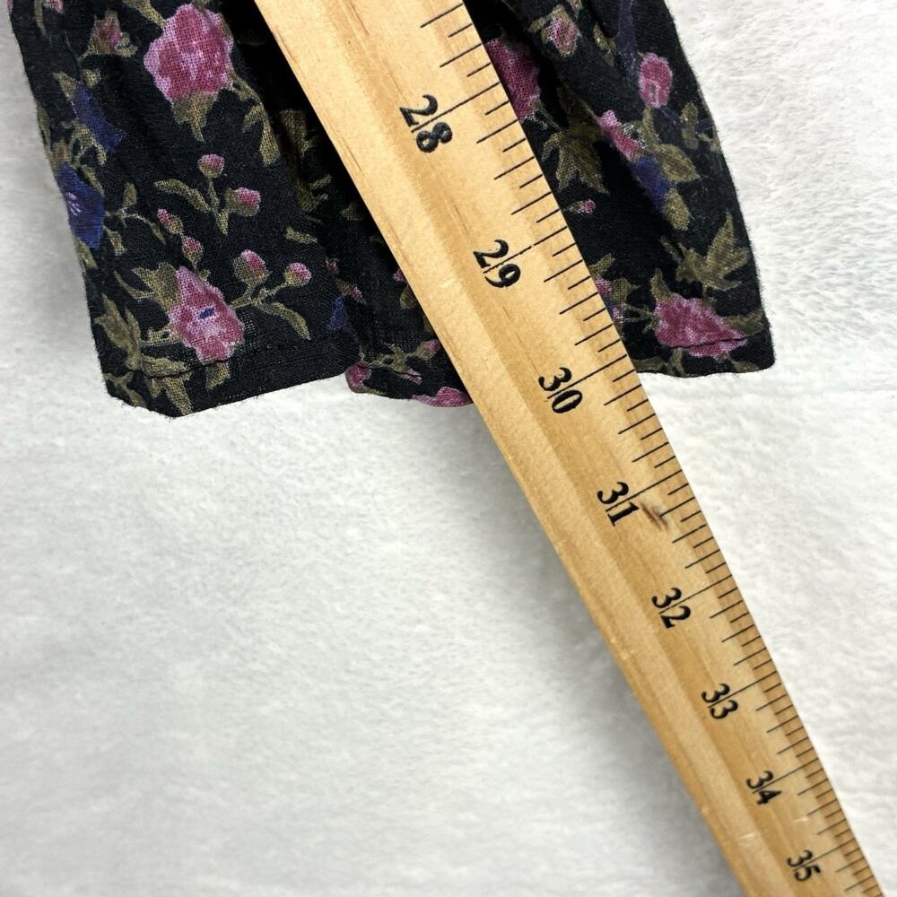 Free People Top Womens S Black Pink Floral Shirt Cottage Boho Summer Western - Picture 8 of 11